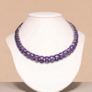 Silver Necklace with Amethysts (M-NL 04)