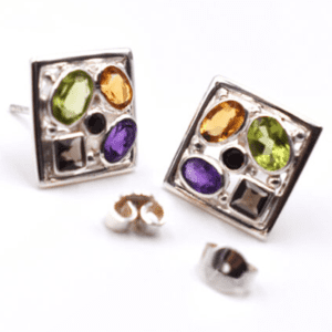 Gem Studded Silver Earring J Ef 104 1