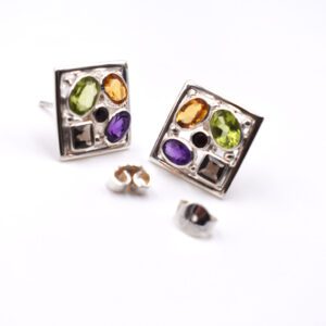 Gem Studded Silver Earring J Ef 104 2