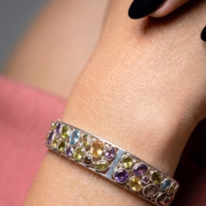 Gems Studded Silver Bangle J Bl 01 1