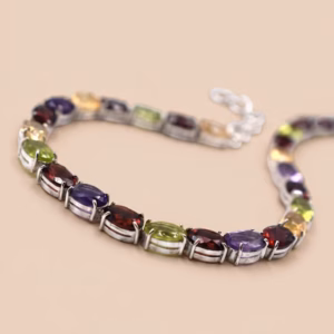 Gems Studded Silver Bangle M Bl 02