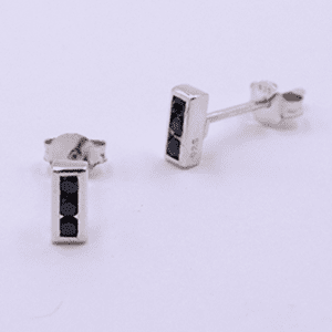 Silver Earring With Black Cubic Zirconia Pe L 121 1