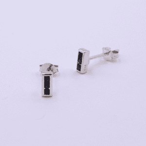 Silver Earring With Black Cubic Zirconia Pe L 121