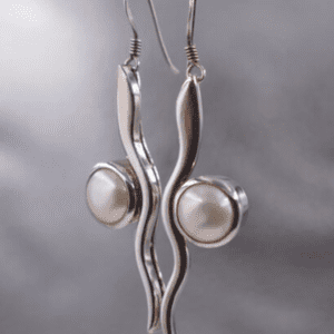 Silver Earring With Pearl P El 57 1
