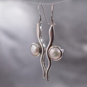 Silver Earring With Pearl P El 57 2