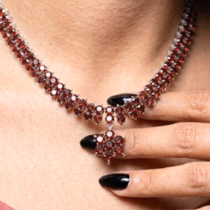 Silver Necklace With Garnets M Nl 03 1
