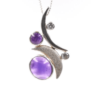 Silver Pendant With Amethysts Cubic Zirconia P Pl 197 1