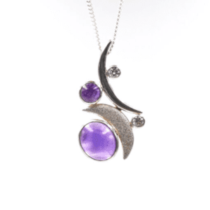 Silver Pendant With Amethysts Cubic Zirconia P Pl 197