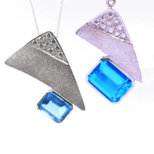 Silver Pendant With Blue Topaz Cubic Zirconia P Pl 177 1