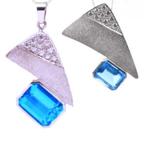 Silver Pendant With Blue Topaz Cubic Zirconia P Pl 177