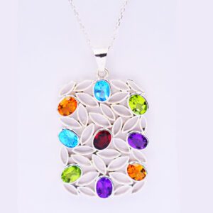 Silver Pendant With Ceylon Stones Ca Pl 35 2