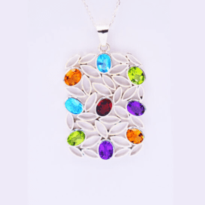 Silver Pendant With Ceylon Stones Ca Pl 35