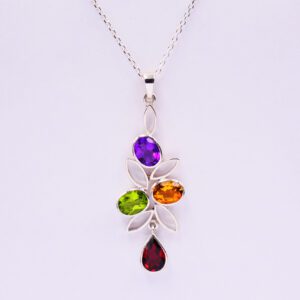 Silver Pendant With Ceylon Stones Ca Pl 54 2