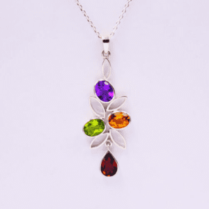 Silver Pendant With Ceylon Stones Ca Pl 54