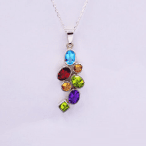 Silver Pendant With Ceylon Stones P Pl 305