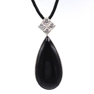 Silver Pendant With Onyx Cubic Zirconia P Pl 270 2