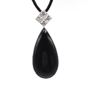 Silver Pendant With Onyx Cubic Zirconia P Pl 270