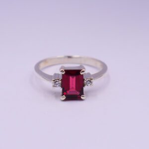 Silver Ring With Garnet Cubic Zerconia P Rl 242 2