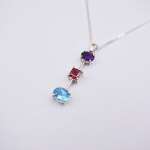 Silver Pendant With Amethystsgarnet And Bluetopaz P Pf 349