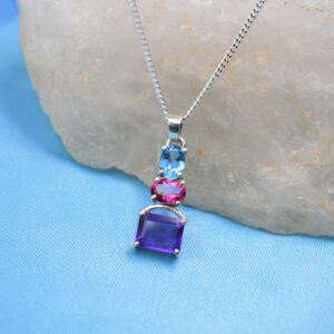 Silver Pendant With Amethystspink Topaz And Bluetopaz P Pf 351 1