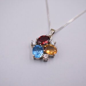 Silver Pendant With Garnetblue Topazcitrine And Cubic Zirconia P Pl 335