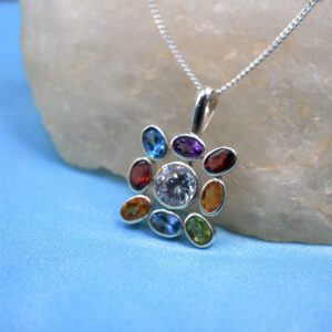 Silver Pendant With Garnetblue Topazcitrineamethystsperidot And Cubic Zirconia J Pf 246 1