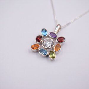 Silver Pendant With Garnetblue Topazcitrineamethystsperidot And Cubic Zirconia J Pf 246