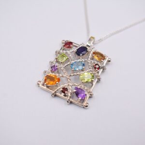 Silver Pendant With Garnetblue Topazcitrineamethystsperidot And Spinel P Pl 345