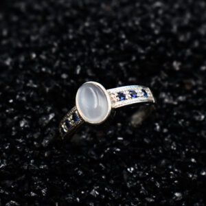Sterling Silver Ring With Blue Sapphire And Moonstone De Rl 03