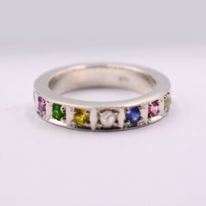 Sterling Silver Ring With Nawarathna Stones P Rl 12