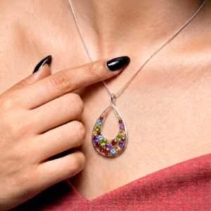 Silver Pendant With Ceylon Stones M Pl 19 1
