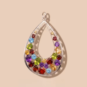 Silver Pendant With Ceylon Stones M Pl 19