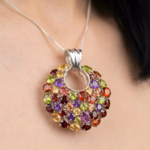 Silver Pendant With Ceylon Stones M Pl 20 1