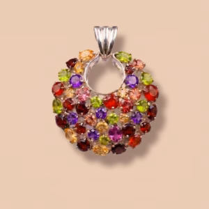 Silver Pendant With Ceylon Stones M Pl 20