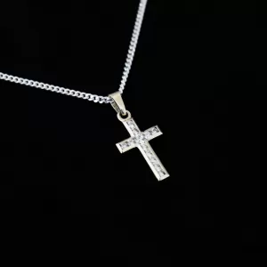 Silver Cross Pendant With Cubic Zirconia Ca Pf 72
