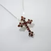 Silver Cross Pendant With Garnet T Pl 09