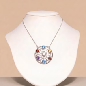 Silver Necklace with Ceylon Stones (J-NF 38)