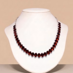 Silver Necklace with Garnet (M-NL 17)