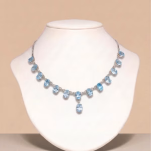 Silver Necklace with Blue Topaz (M-NL 05)