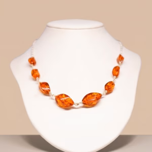 Silver Necklace with Amber (NF-145)