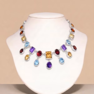 Silver Necklace with Ceylon Stone (DE-NL 02)