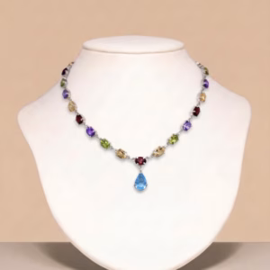 Silver Necklace with Ceylon Stone (DE-NL 06)