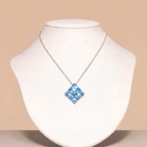 Silver Necklace with Blue Topaz (SU-NF 06)