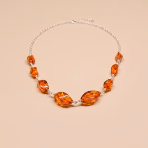 Silver Necklace with Amber (NF-145)