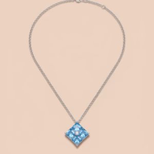 Silver Necklace with Blue Topaz (SU-NF 06)