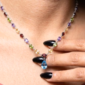 Silver Necklace With Ceylon Stone De Nl 06 1