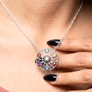 Silver Necklace With Ceylon Stones J Nf 38 1