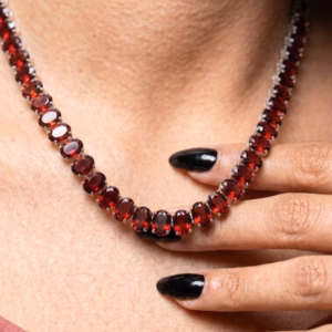 Silver Necklace With Garnet M Nl 17 1