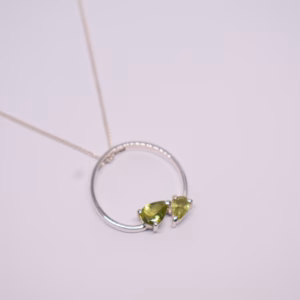 Silver Necklace With Peridot J Nf 36