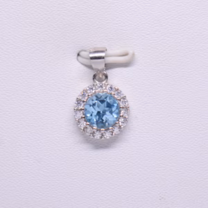Silver Pendant Blue Topaz With Zirconia S Pl 42